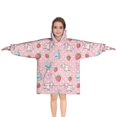 thumbnail image 1 of Pink Cow Milk Strawberry Pattern Blanket Hoodies for Kids 6-13YR Oversize Wearable Blanket Hoodies for Boys Girls Teens, 1 of 7