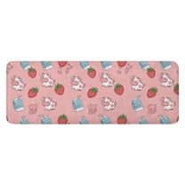 Pink Cow Milk Strawberry Pattern Kitchen Rug Mat,Kitchen Runner Rugs Non Skid Washable,Decorative Kitchen Floor Mats for Kitchen,Sink,Laundry,17"x47.2"