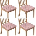 thumbnail image 1 of Pink Cow Milk Strawberry Pattern Seat Covers for Dining Room Chairs Set Of 4,Stretch Printed Washable Chair Seat Cover with Elastic Ties and Button,Removable Waterproof Couch Cushion Covers, 1 of 6