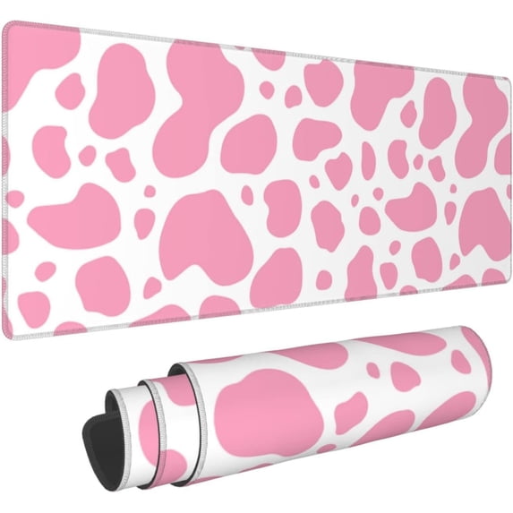 Pink Cow Print Gaming Mouse Pad Large XL Desk Mat Long Extended Pads Big Mousepad for Home Office Decor Accessories 31.5 X 11.8 Inch