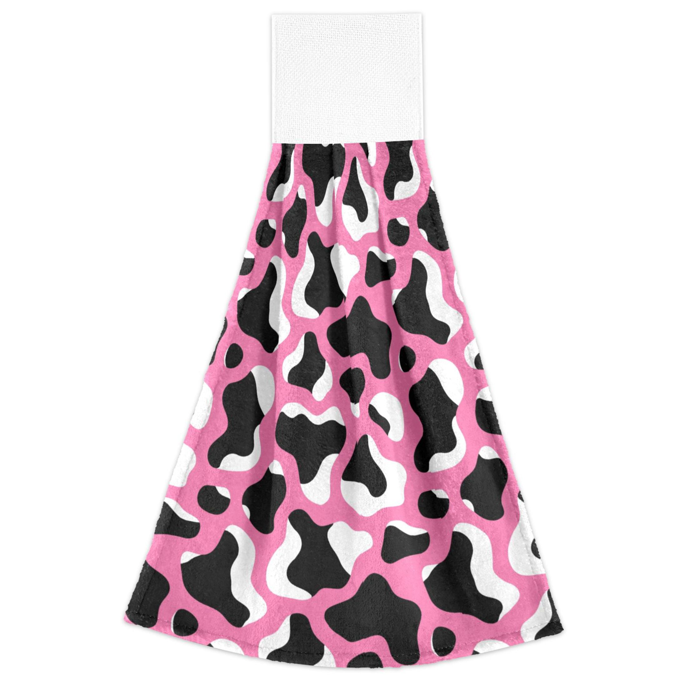 Pink Cow Print Pattern Hand Towels 2 Pack Quick Dry Velvet Soft with ...