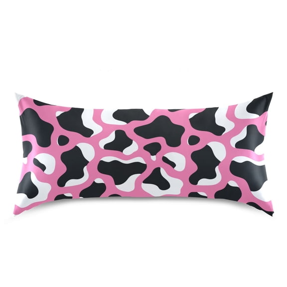Pink Cow Print Pattern Pillow Case Standard Size Silky Satin Pillow Cover for Bedroom 20x26 Inch