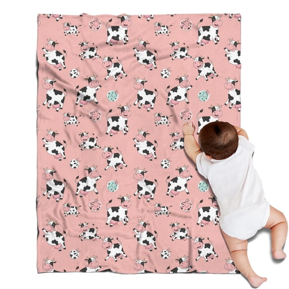 Pink Cow Spotted Pattern Blanket,Comfortable Soft Lamb Wool Throw Blanket,All Season,Warm Lightweight Blankets for Sofa Bed Couch Living Room Chair,30"x40"