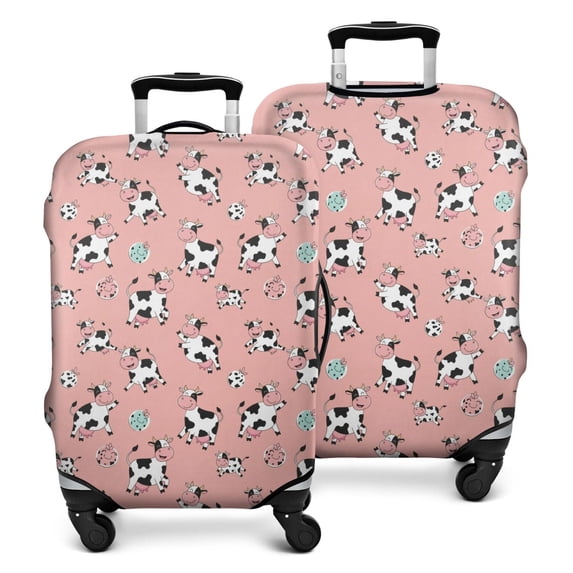Pink Cow Spotted Pattern Luggage Cover Fashion Suitcase Cover Baggage Covers Fit 25-28 Inch Luggage (Go Travel)