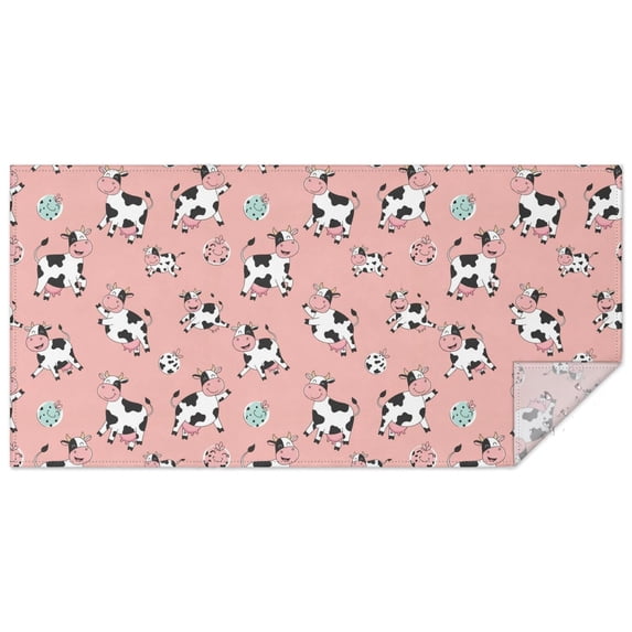 Pink Cow Spotted Pattern Rectangle Tablecloth 60"x120",Waterproof Polyester Rectangle Table Cloth, Wipeable Spillproof Polyester Tablecloth for Dining, Camping, Indoor and Outdoor