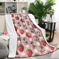 thumbnail image 1 of Pink Cow Strawberry Hat Pattern Blanket,Comfortable Soft Flannel Throw Blanket,All Season,Warm Lightweight Blankets for Sofa Bed Couch Living Room Chair,40"x50", 1 of 4