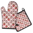 thumbnail image 1 of Pink Cow Strawberry Hat Pattern Kitchen Oven Mitt and Pot Holder Sets 2 Pcs for Baking, Cooking and Grilling, Heat Resistant Up To 392 °F, 1 of 7