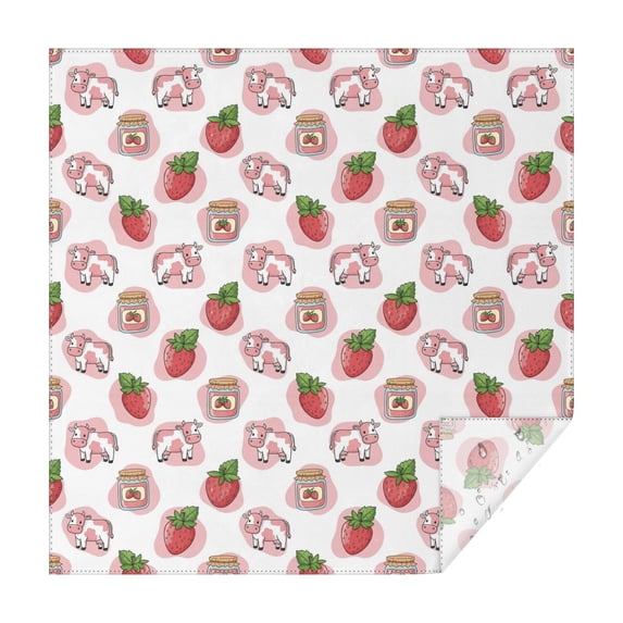Pink Cow Strawberry Jam Pattern Square Tablecloth,Waterproof Square Table Cover,Wipeable Spillproof Washable Table Cover for Home Kitchen Party Decor 52"x52"(132x132cm)