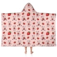 thumbnail image 1 of Pink Cow Strawberry Pattern Hooded Bath Towel，50"x30" for Ages 3 To 12 Kids, Quick Dry Lightweight Soft Microfiber Hood Beach Towel Cover Up for Kids, 1 of 7