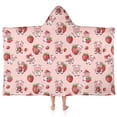 thumbnail image 1 of Pink Cow Strawberry Pattern Hooded Bath Towel，50"x30" for Ages 3 To 12 Kids, Quick Dry Lightweight Soft Microfiber Hood Beach Towel Cover Up for Kids, 1 of 7