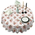thumbnail image 1 of Pink Cow Strawberry Pattern Round Tablecloth 60"x60",Wrinkle Wipeable Table Cloth for Kitchen Dining Room Picnic Patio Party, 1 of 6