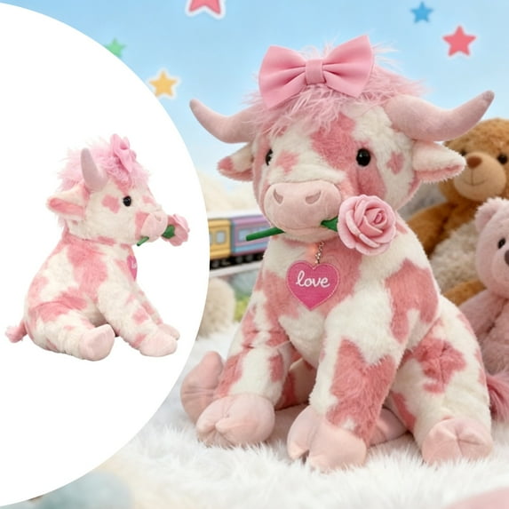 Pink Cow Stuffed Animal - Fun Collectible Plush for Kids and Adult Collectors - Perfect for Decorating Rooms and Valentine's Day Gifts