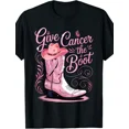 thumbnail image 1 of Pink Cowboy Boot Give Cancer The Boot Breast Cancer Awareness Graphic Cotton Men's Women's Tee Shirt, 1 of 6
