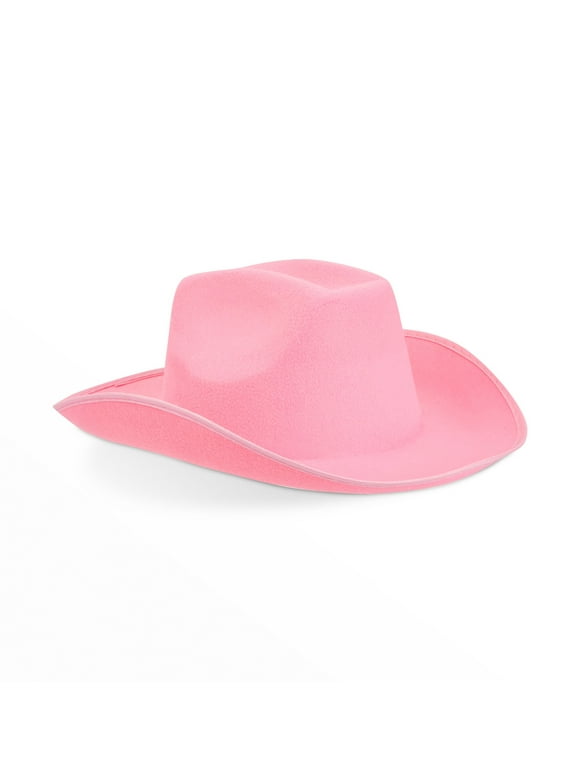 Pink Cowboy Hat - Felt Cowboy Hats for Men, Women, Western Cowgirl Hat for Costume Birthday Bachelorette Party (Adult Size)