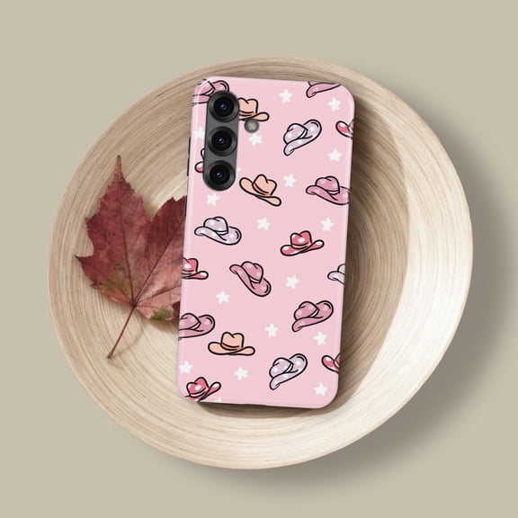 Pink Cowboy Hat Star Case for iPhone Samsung Cute Western Cowgirl