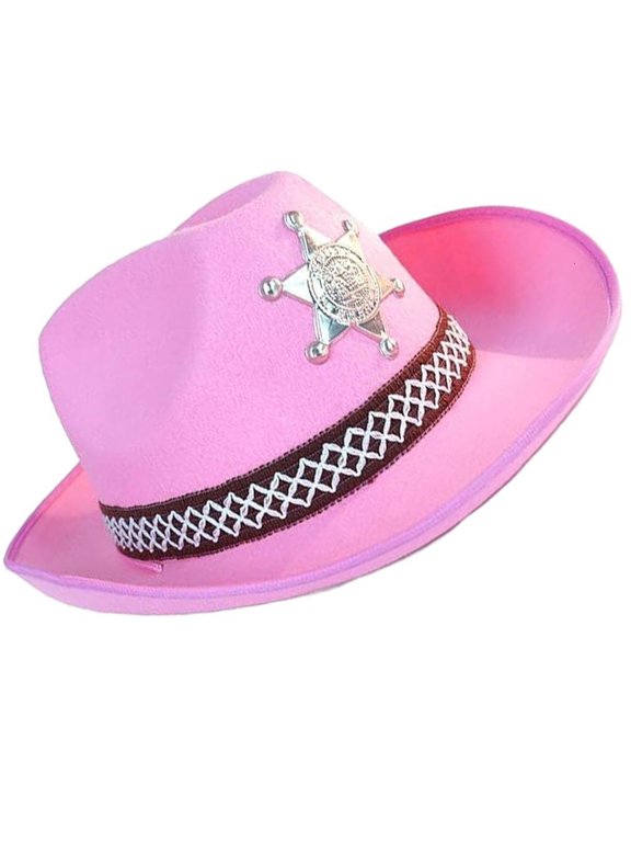 Pink Cowboy Hat Wide Brim Knight Hat for Disco House Cocktail Parties Vacation Simple for Comedian Actor