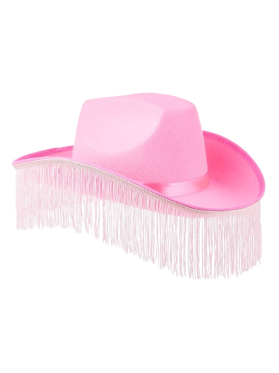 Pink Cowboy Hat with White Fringe, by Way To Celebrate