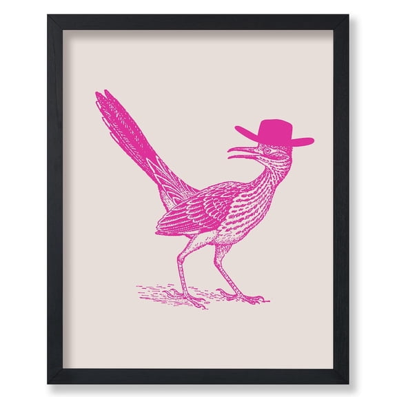 Pink Cowboy Roadrunner Poster - Retro Cowboy Print - Wild West Art - Trendy Art - Great Decor for Office Dorm or Living Room