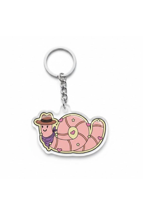 Pink Cowboy Snake Acrylic Keychain, Western Reptile Lover Gift