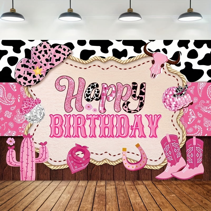 Personalized Pink Cowgirl 1St Birthday Backdrop
