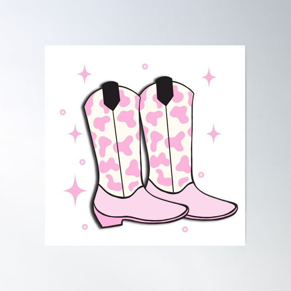 Pink Cowgirl Boots Poster Wall Art, Modern Wall Decor For Living Room Bedroom, 8x12 UNFRAMED
