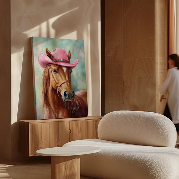 Pink Cowgirl Hat Horse Art, Western Farmhouse Wall Decor, Rustic Country Style, Cowgirl Room Decor, Horse Lover Gift, home decor, art print, gallery wall, Unframed Poster 8x12