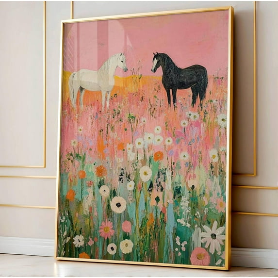 Pink Cowgirls Art, Pink Cowgirl Print, Coastal Cowgirl Wall Poster, Vintage Horse Wall Art, Boho Countryside Print Wall Art, Modern Wall Decor, 12x18 UNFRAMED