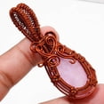 thumbnail image 1 of Pink Crack Crystal Wire Wrapped Handcrafted Copper Jewelry Pendant 2.7" SA 379, 1 of 2