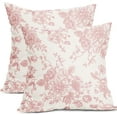 thumbnail image 1 of Pink and Cream Floral Pillow Covers 16x16 Inch Set of 2 Vintage Pink Floral Throw Pillow Covers Chinoiserie Flower Pillowcases Farmhouse Cotton Linen Cushion Covers for Couch Bed Sofa Chair Home Decor, 1 of 6