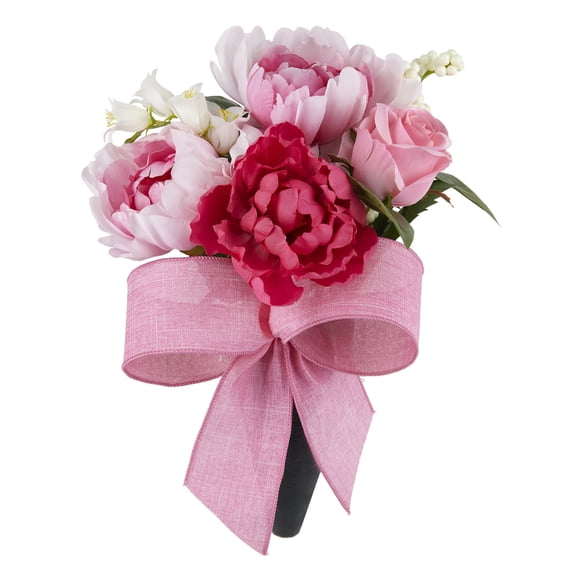 Pink & Cream Peony & Rose Remembrance Cone by Ashland - Spring Floral for Crafting and Home Decor
