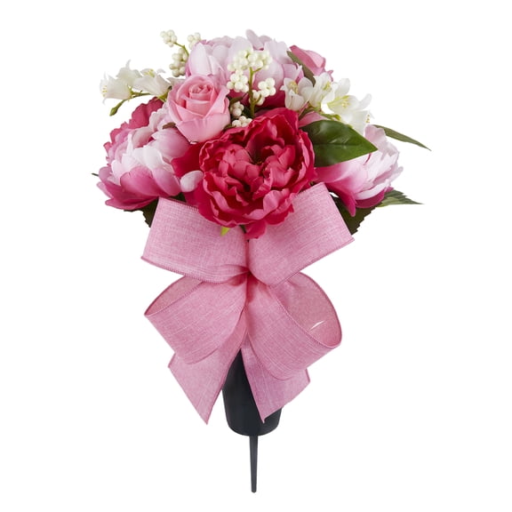 Pink & Cream Peony & Rose Remembrance Cone by Ashland - Spring Floral for Crafting and Home Decor