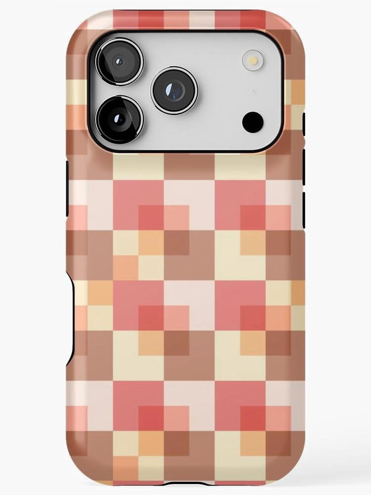 Pink, Cream, Tan and Coral Pixel Checker Tough Case for Apple iPhone ...