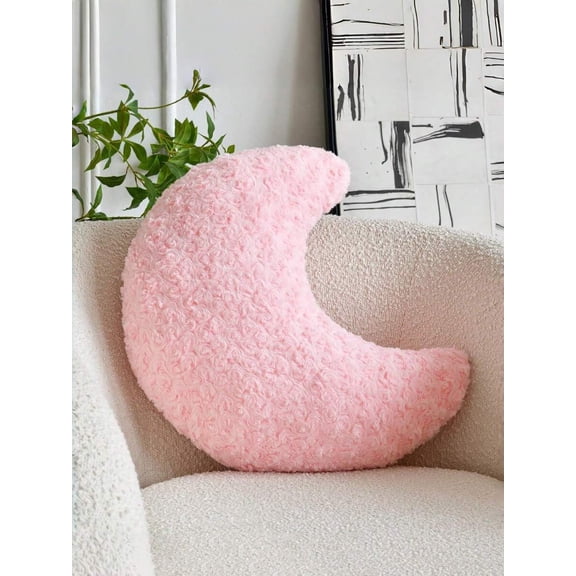 Pink Crescent Moon Plush Decorative Throw Pillow For Sofa Bed Living Room