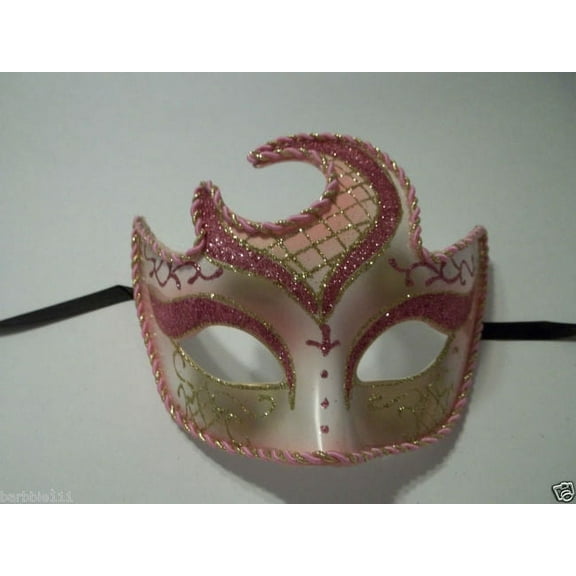 Pink Crescent Moon Venetian Mardi Gras Masquerade Mask