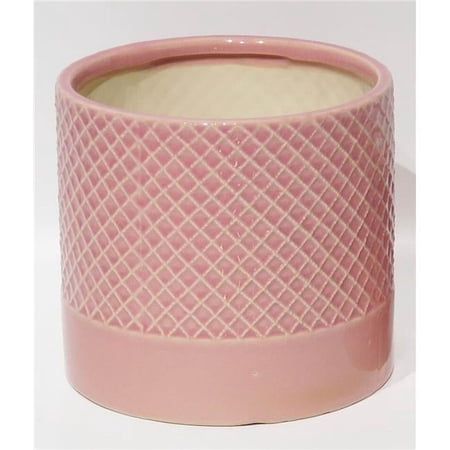 Pink Criss Cross Pattern with Solid Pink Base Planter
