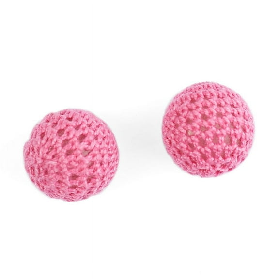 Pink, Crochetted Ball Beads, Crochet Beads, Handmade Crochet Beads, 20mm, 2 pcs