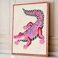 Maxima Bold Pink Crocodile Wall Art Print, Whimsical Maximalist Spotted Alligator ...