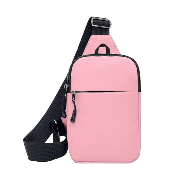 Pink Crossbody Bag Embroidery Design Large Capacity Waterproof Shoulder Messenger Pack For Outdoor Travel 7.87 X 5.91 Inches Pink