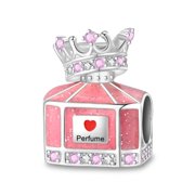 Pink Crown Perfume Bottle Beads Charm, Compatible with Most Bracelet, Charm for Bracelet