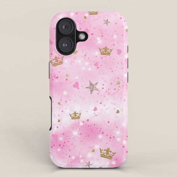 Pink Crown, Star and Heart Tough Case for Apple iPhone, Polycarbonate and TPU