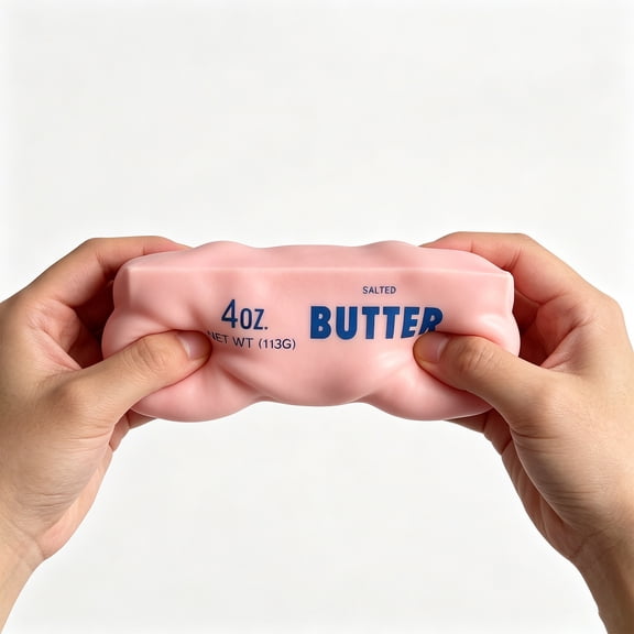 Pink Crunchy Butter Stick Squishy, Realistic 4oz Salted Butter Squeeze, Crispy Moldable Fidget Toys, Novelty Desk Gift