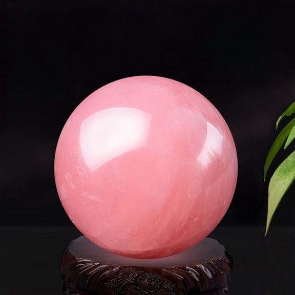 Pink Crystal Ball Small Sphere Ornament Healing Stone Decoration Energy Ball Home Decor Meditation Prop Display Gift