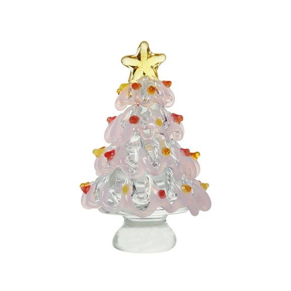Pink Crystal Christmas Tree With Brushed Craft, Glass Tabletop Decoration, Unique Holiday Gift Idea