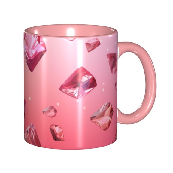 Pink Crystal Coffee Mug Fun Custom Ceramic Mugs 11oz Pink