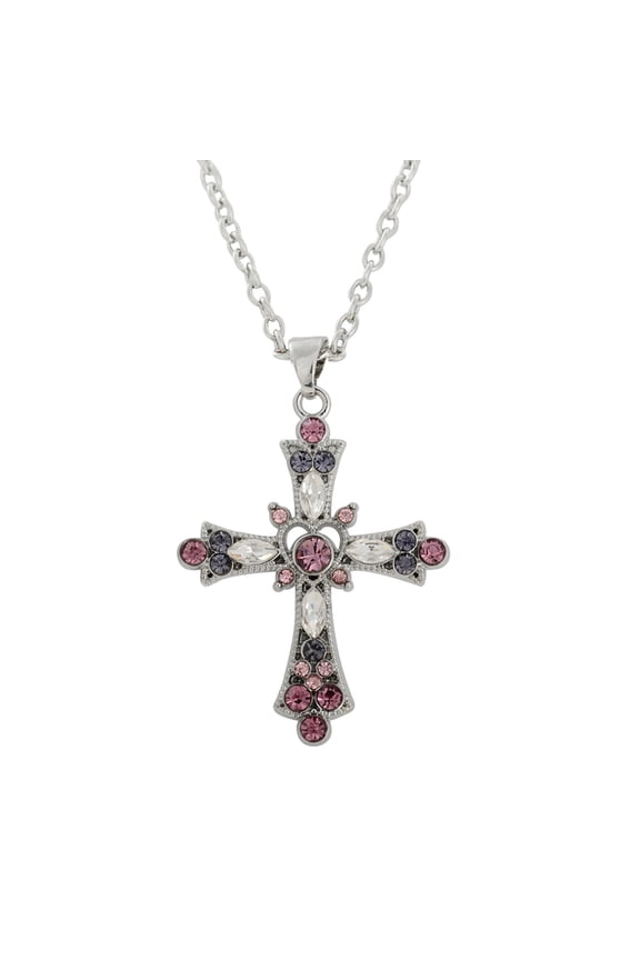 Pink Crystal Cross Pendant Necklace Indie Cross Zircon Choker for Egirl Eboy Woman
