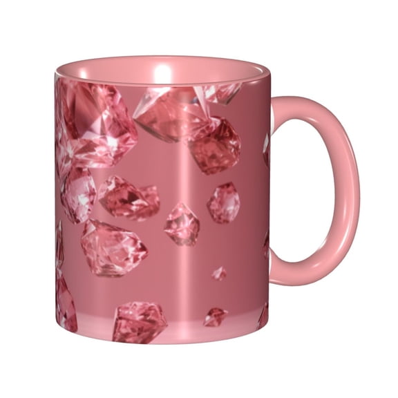 Pink Crystal Diamonds Coffee Mug Fun Custom Ceramic Mugs 11oz Pink