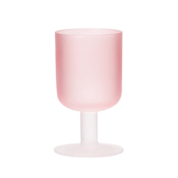 Pink Crystal Glass Goblet, 9.5oz Frosted Stemmed Glass Cups for Water, Juice, Wine and Cocktails