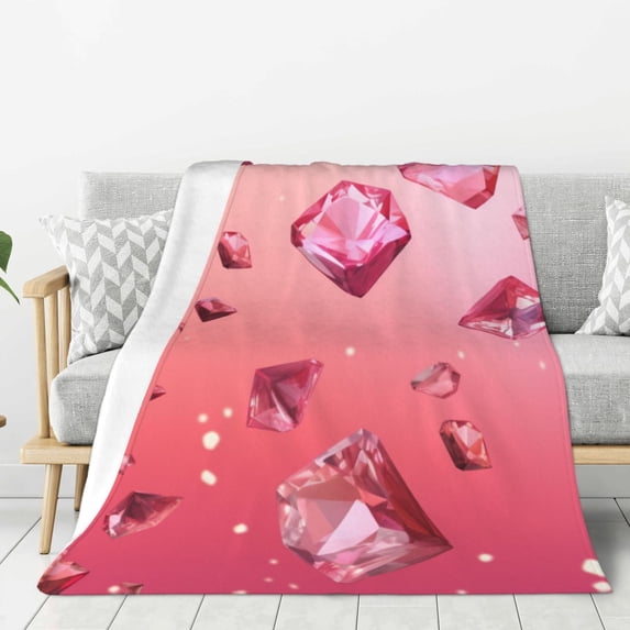 Pink Crystal Lightweight Plush Fuzzy Cozy Soft Blankets 80"X60"