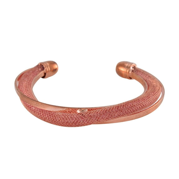 Pink Crystal Rosetone Cuff Bangle Bracelet for Women Jewelry Size 7" Ct 0.01 Birthday Gifts