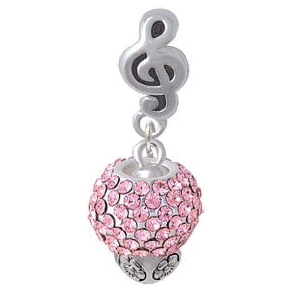 Pink Crystal Sparkle Spinner - Clef Note Charm Bead